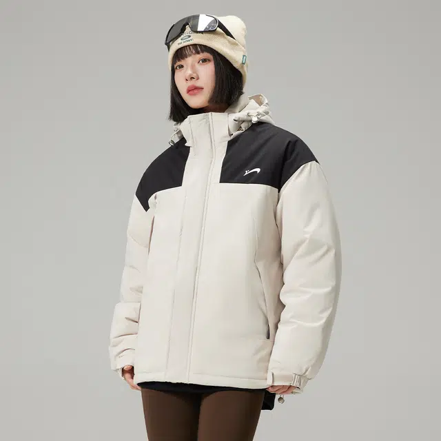 贵人鸟 山系户外纯色连帽宽松落肩加厚面包拉链长袖棉服 男女同款