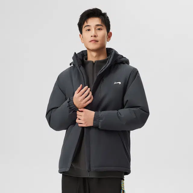 贵人鸟 暖铠系列 简约纯色百搭连帽防风蓄热保暖内里工装休闲爸爸装棉服厚外套 男款