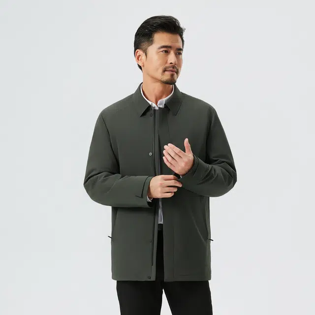 贵人鸟 乐活系列 石墨烯蓄热保暖内里商务休闲翻领茄克加厚中长款棉服外套 男款