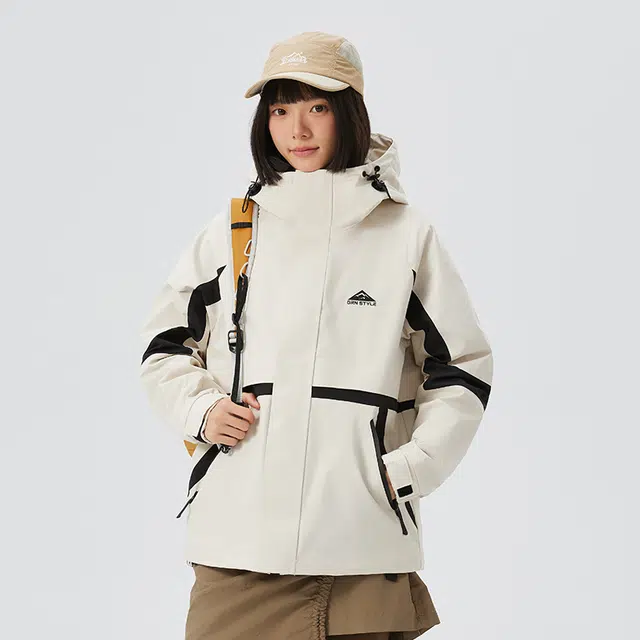 贵人鸟 暖行系列 户外山系字母印花拼接撞色连帽防风拒水加厚保暖棉衣棉服外套 男女同款