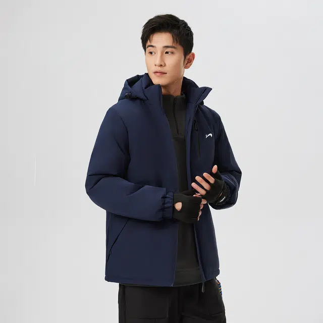 贵人鸟 暖铠系列 简约纯色百搭连帽防风蓄热保暖内里工装休闲爸爸装棉服厚外套 男款