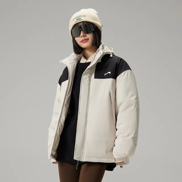 贵人鸟 山系户外纯色连帽宽松落肩加厚面包拉链长袖棉服 男女同款