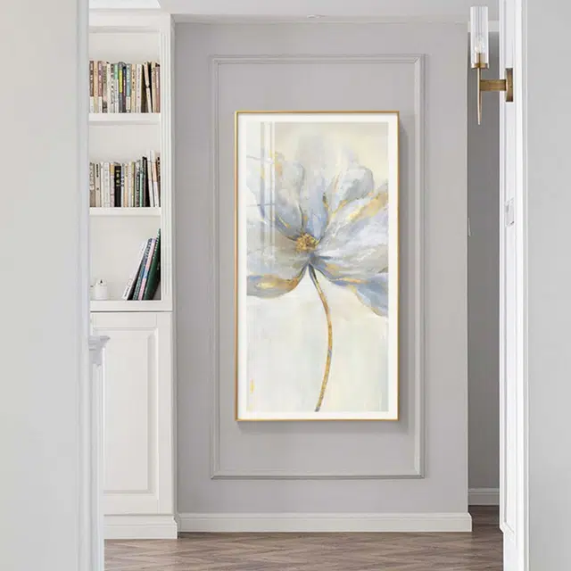 钵提 简约竖版壁画美式现代花卉玄关装饰画轻奢高档客厅进门墙挂  潮流衍生品