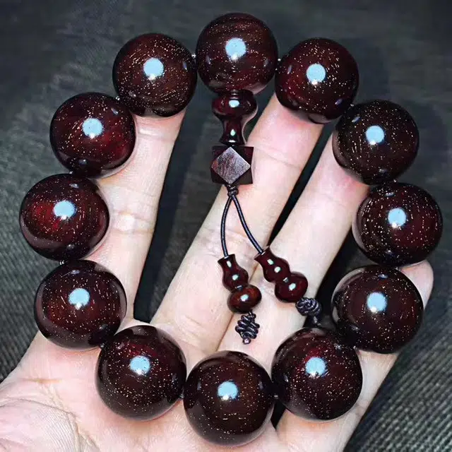 钵提 满金星 老料佛珠  复古文玩配饰 单圈珠串 檀香 木作手串 男女同款情侣款 紫檀