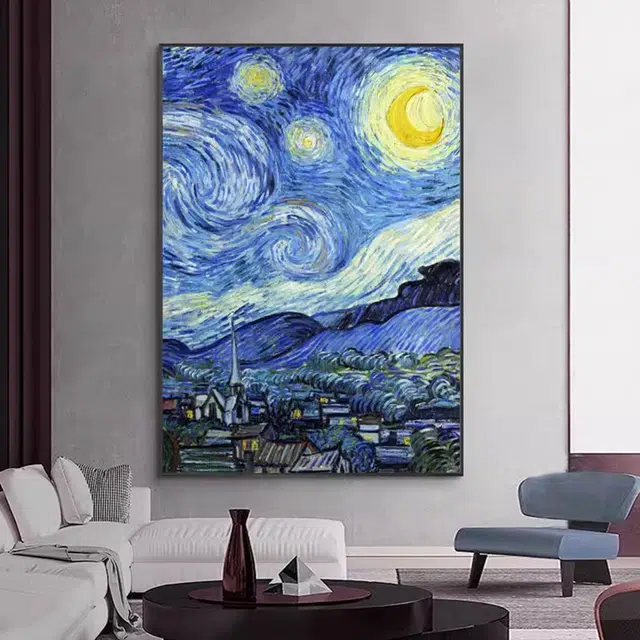 钵提 装饰挂画 梵高星空油画背景壁画莫奈世界名画  潮流衍生品