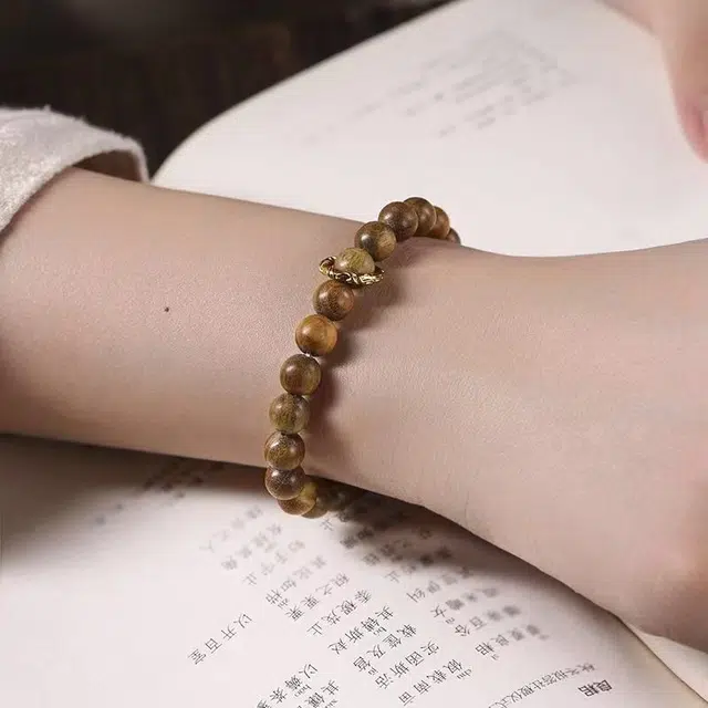 钵提 古风 禅意 单圈念珠 檀木 手串 男女同款情侣款 绿檀