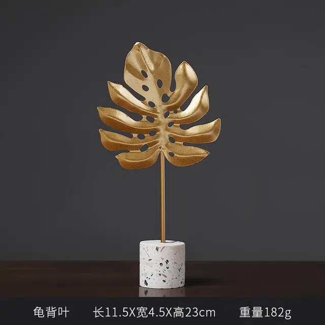 钵提 简约装饰植物摆设 创意金色叶子艺术金属叶盆栽  潮流衍生品