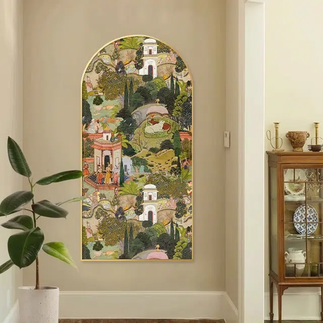 钵提 法式玄关装饰画拱形中古风 走廊过道挂画 复古艺术客厅高档竖版壁画  潮流衍生品