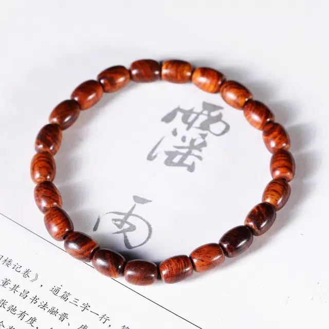 钵提 新中式国潮老料斑纹老型珠佛系素圈手饰 花梨木 手串 男女同款情侣款