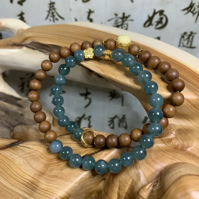 仙沐坊 芬芳馥郁 甄选老山檀 新中式国风梦蝶 糯种 翡翠手串 男女同款情侣款