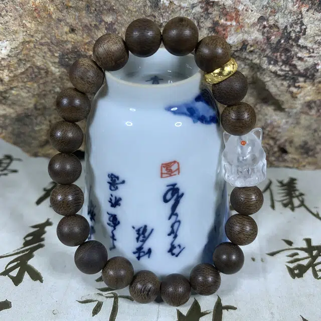仙沐坊 古风潮玩 凤九狐狸 可爱小众设计感 文玩 沉香木 名贵木作手串 女款