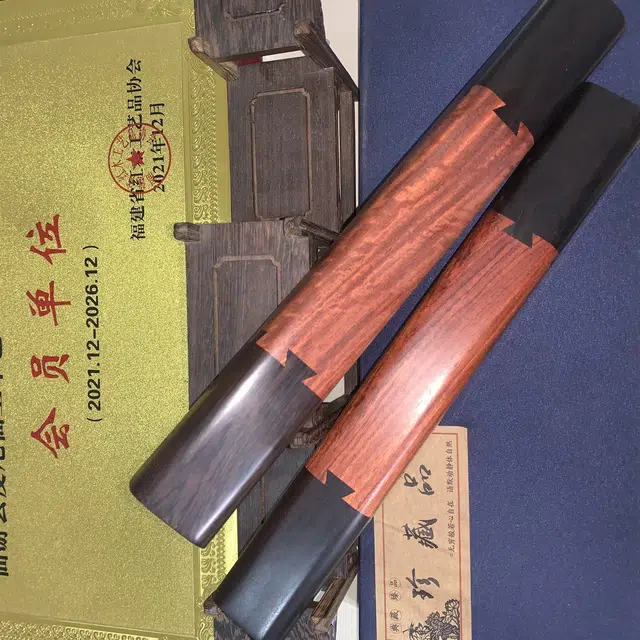 仙沐坊 精品艺术 文玩字画专用 古风典雅 紫光檀 镇尺 男女同款情侣款 缅花