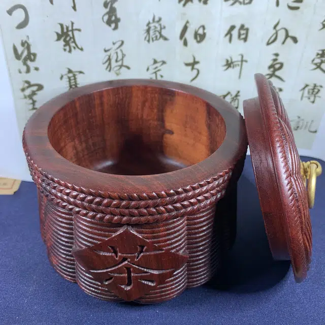仙沐坊 农家风情 精工雕刻 典藏好物 简约大方 非洲紫檀 茶叶罐 男女同款情侣款 血檀