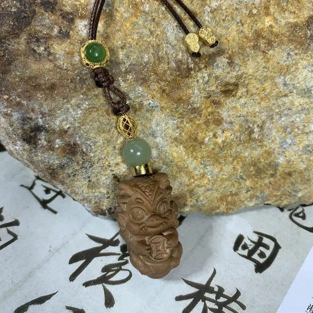 仙沐坊 钱多多招财  可爱呆萌 清新典雅 老山檀 名贵木作项链 男女同款情侣款