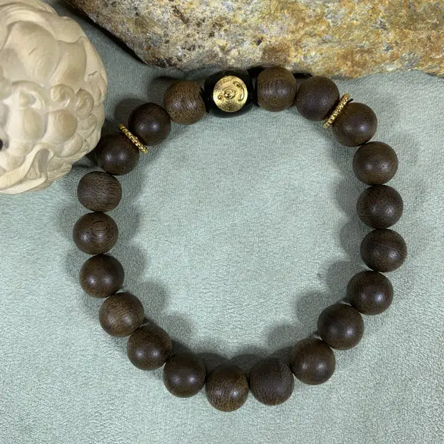 仙沐坊 文玩 黑玛瑙无相佛转运珠 时来运转蜜香醇厚 沉香木 名贵木作手串 男女同款情侣款