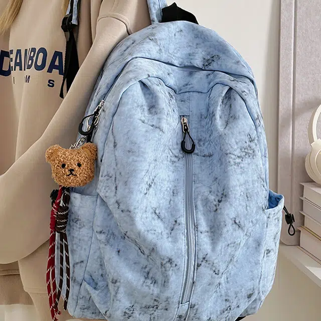 意酷 时尚潮流简约 尼龙 双肩包 男女同款情侣款 米白色/黑色/红色/绿色/蓝色