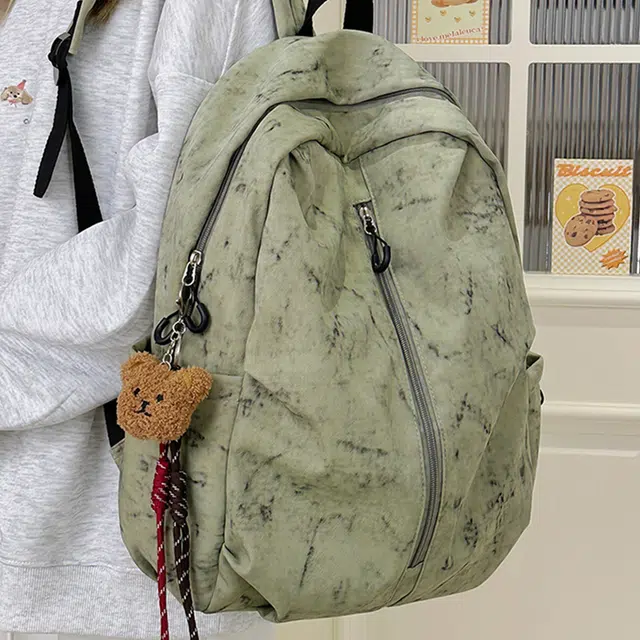 意酷 时尚潮流简约 尼龙 双肩包 男女同款情侣款 米白色/黑色/红色/绿色/蓝色