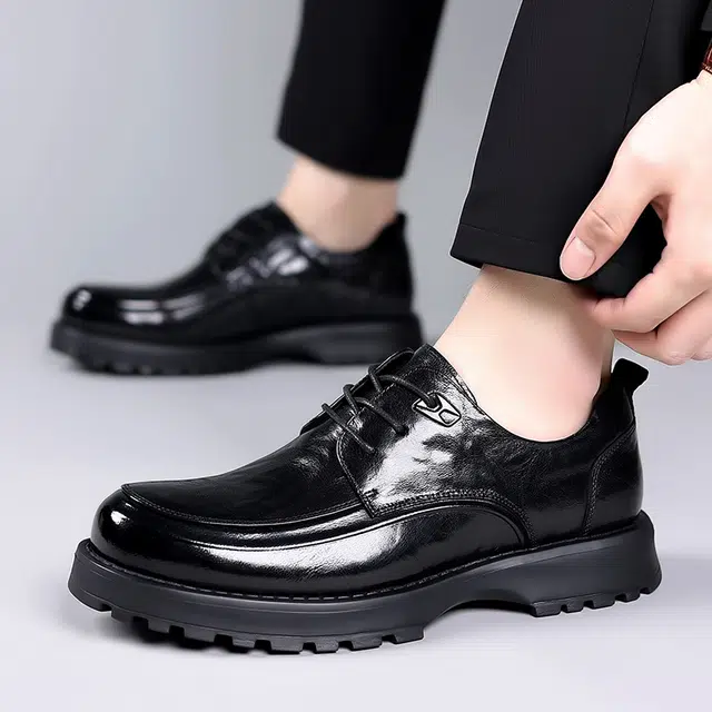 健休 头层牛皮 简约 正装 休闲鞋 男款 黑色