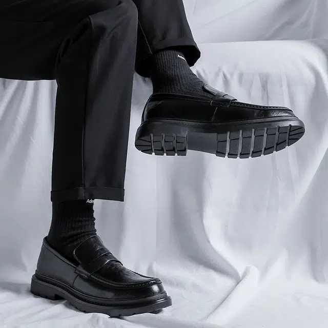 健休 二层牛皮 时尚潮流 百搭舒适 休闲鞋 男款 黑色