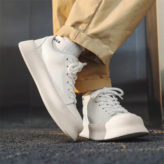 健休 牛皮 简约 防滑 低帮 板鞋 男款