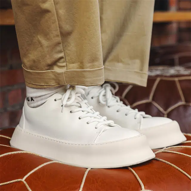 健休 牛皮 简约 防滑 低帮 板鞋 男款