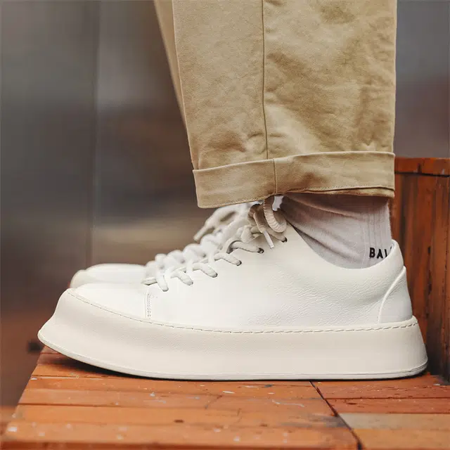 健休 牛皮 简约 防滑 低帮 板鞋 男款