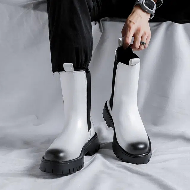 健休 二层牛皮 潮流舒适 经典潮流 高筒 切尔西靴 男女同款