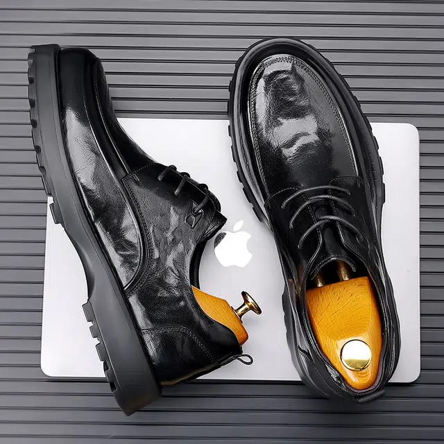 健休 头层牛皮 简约 正装 休闲鞋 男款 黑色