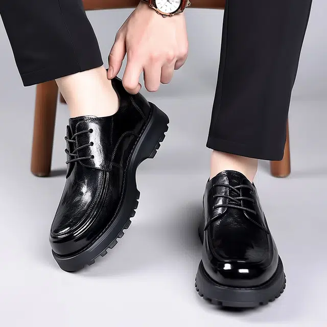 健休 头层牛皮 简约 正装 休闲鞋 男款 黑色