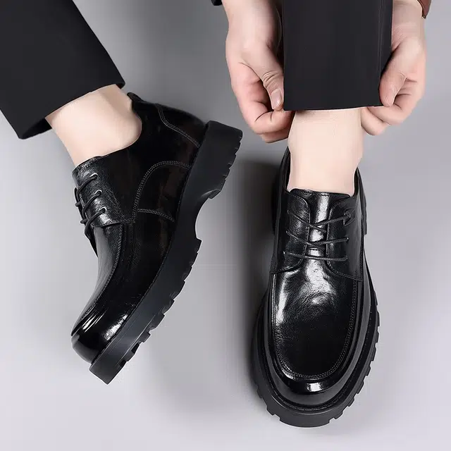 健休 头层牛皮 简约 正装 休闲鞋 男款 黑色