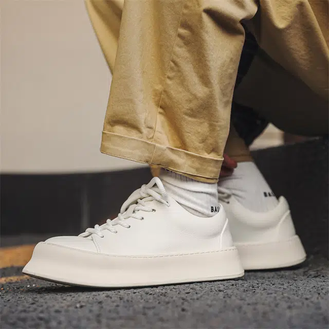 健休 牛皮 简约 防滑 低帮 板鞋 男款