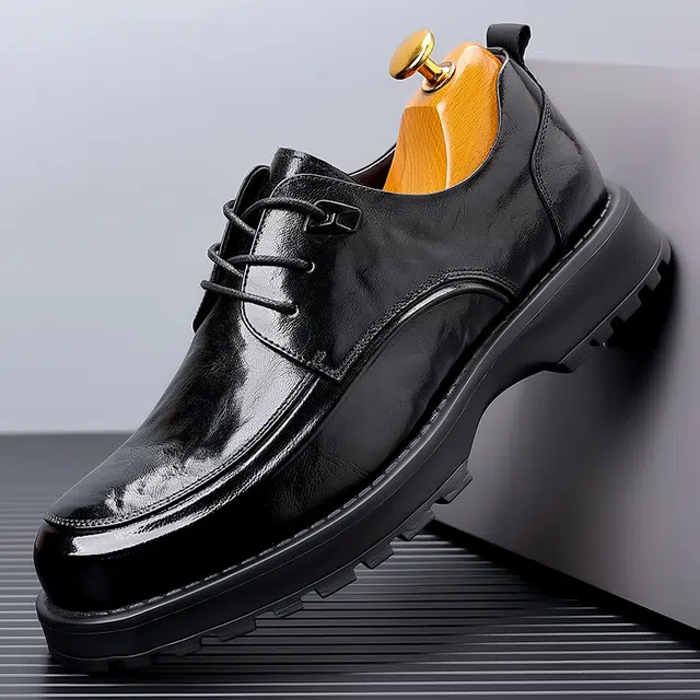 健休 头层牛皮 简约 正装 休闲鞋 男款 黑色