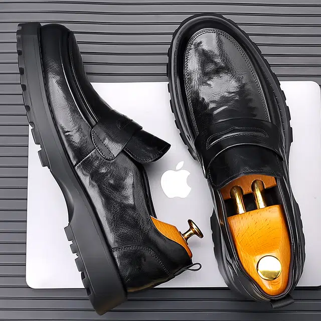 健休 头层牛皮 简约舒适休闲百搭潮流 正装皮鞋 男款