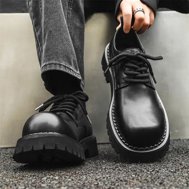 健休 二层牛皮 时尚舒适 简约百搭 休闲鞋 男款 黑色