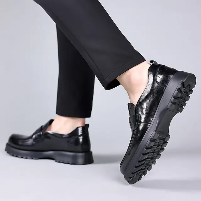 健休 头层牛皮 简约舒适休闲百搭潮流 正装皮鞋 男款