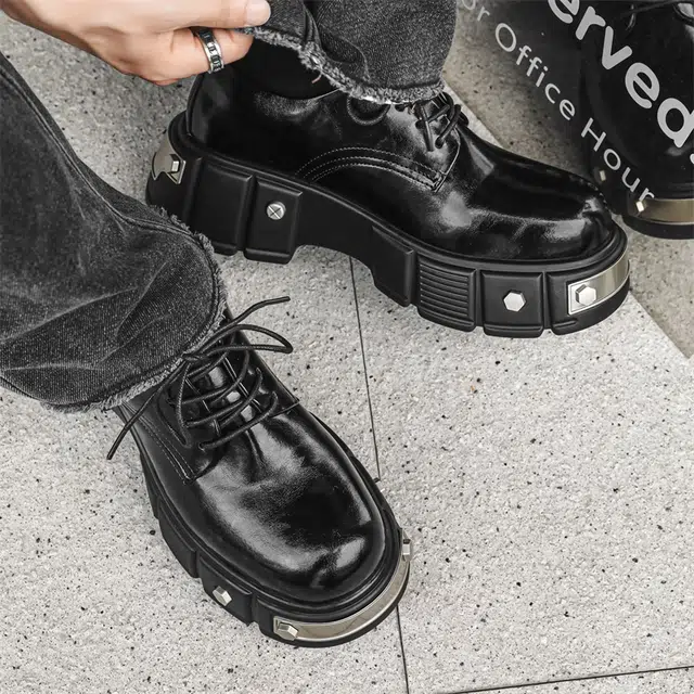 健休 二层牛皮 大头增高舒适百搭 休闲鞋 男款 黑色