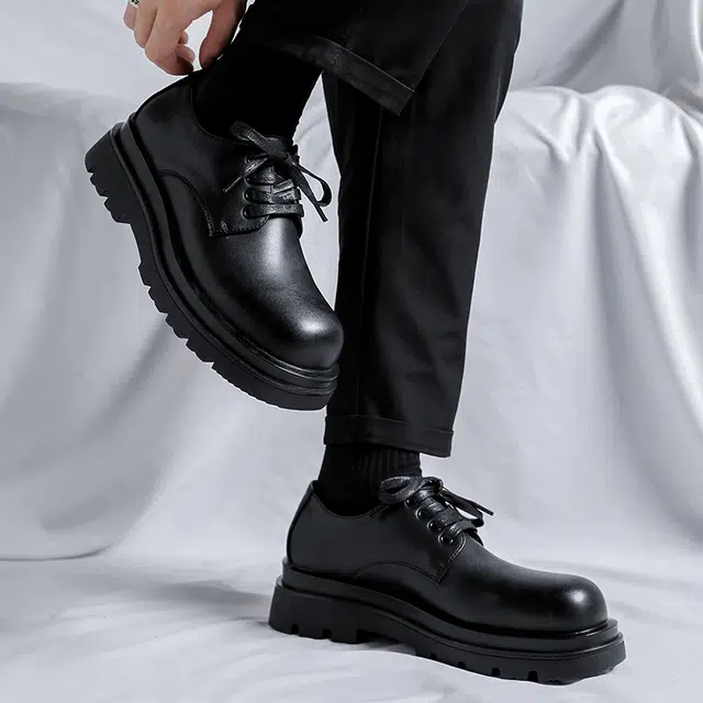 健休 二层牛皮 舒适风雅 男士休闲皮鞋 男款 黑色