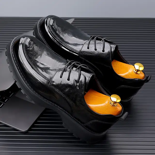 健休 头层牛皮 简约 正装 休闲鞋 男款 黑色