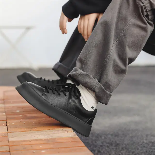 健休 牛皮 简约 防滑 低帮 板鞋 男款