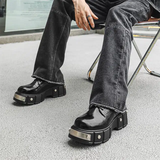 健休 二层牛皮 大头增高舒适百搭 休闲鞋 男款 黑色