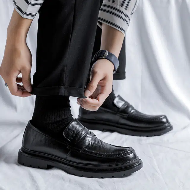 健休 二层牛皮 时尚潮流 百搭舒适 休闲鞋 男款 黑色