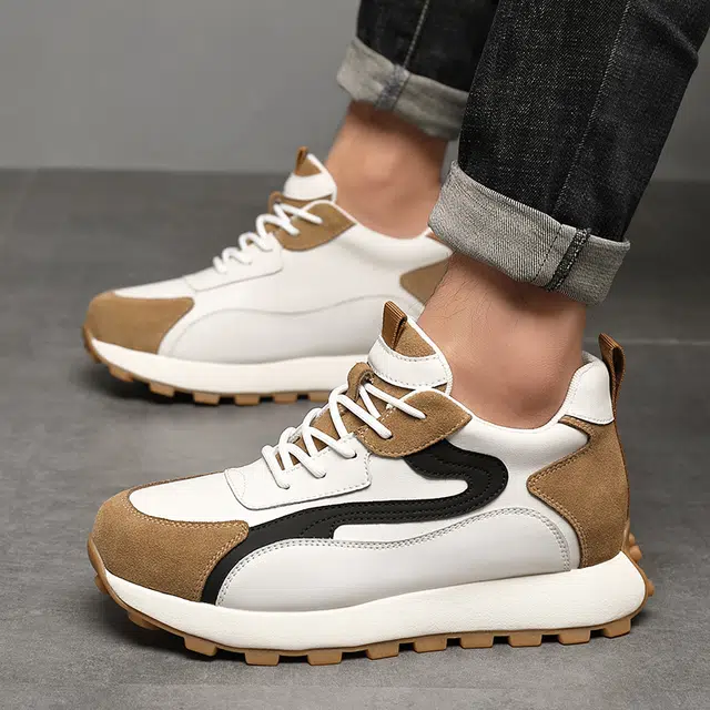 健休 反毛皮二层牛皮 百搭舒适 低帮 跑步鞋 男款 白色