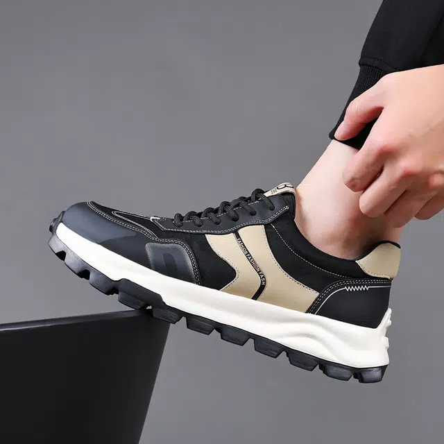 健休 二层牛皮 舒适百搭 耐磨 低帮 生活休闲鞋 男款 黑色