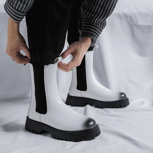 健休 二层牛皮 潮流舒适 经典潮流 高筒 切尔西靴 男女同款