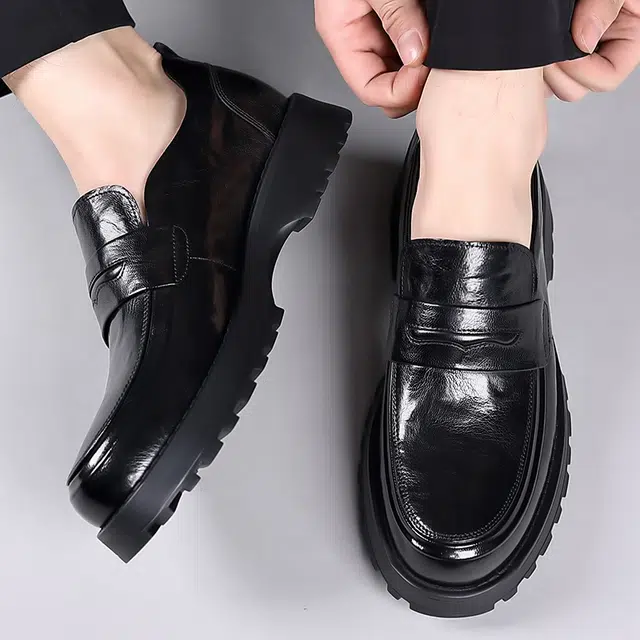 健休 头层牛皮 简约舒适休闲百搭潮流 正装皮鞋 男款