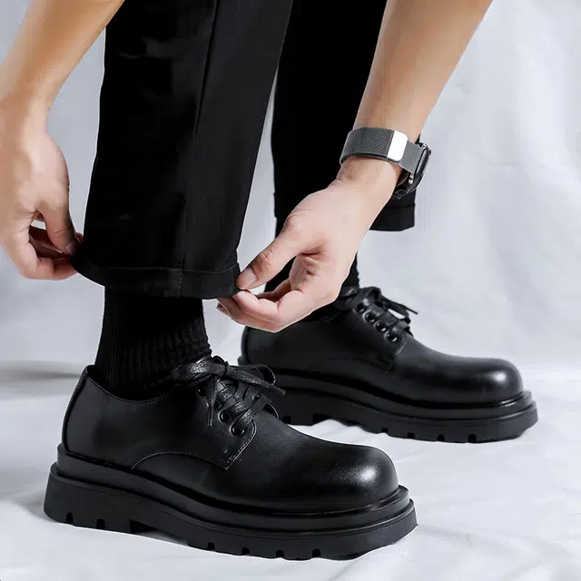 健休 二层牛皮 舒适风雅 男士休闲皮鞋 男款 黑色