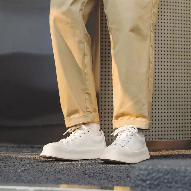 健休 牛皮 简约 防滑 低帮 板鞋 男款