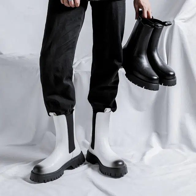 健休 二层牛皮 潮流舒适 经典潮流 高筒 切尔西靴 男女同款