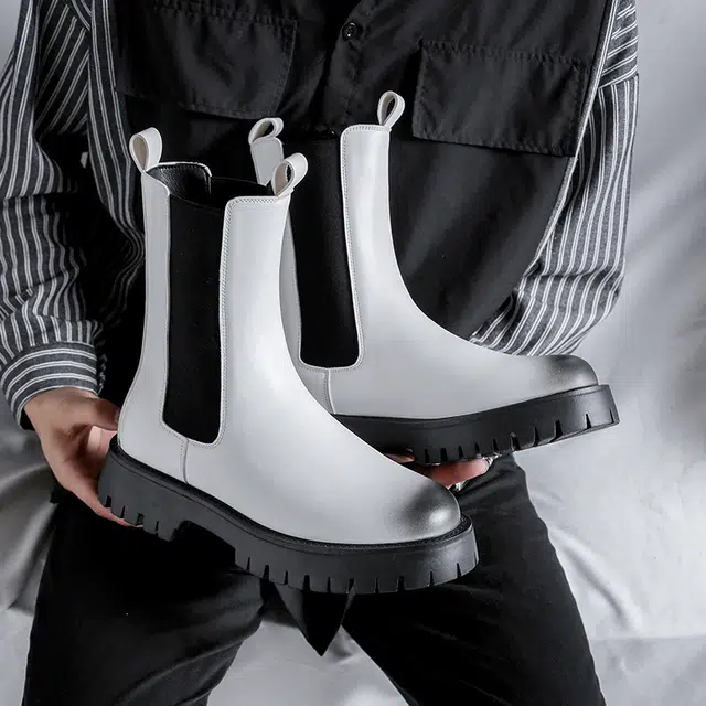 健休 二层牛皮 潮流舒适 经典潮流 高筒 切尔西靴 男女同款