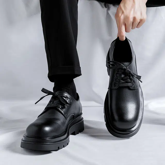 健休 二层牛皮 舒适风雅 男士休闲皮鞋 男款 黑色